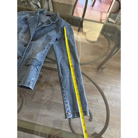 Denim Blazer Jacket For Women Small Size By Monteau Long Sleeve Button-Up Casual - Picture 4 of 5